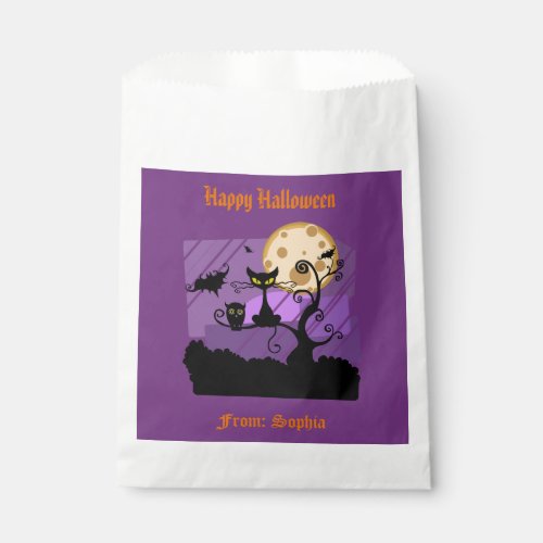 Halloween Spooky Black Cat Bat Owl Moon Custom Favor Bag