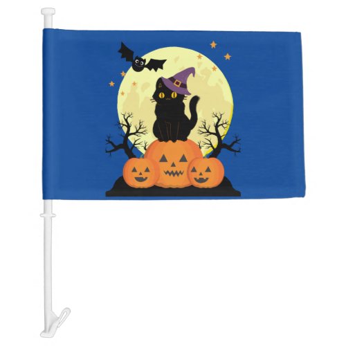 Halloween Spooky Black Cat Witch  Car Flag