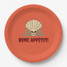 Halloween spooky Bone Appétit! orange skeleton