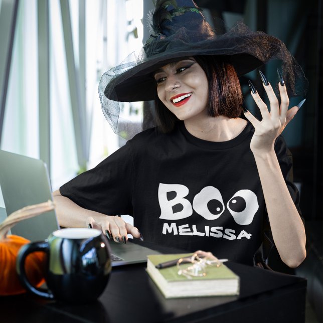 Halloween Spooky Boo Custom Cute Whimsical Fun  T-Shirt (Boo spooky whimsical eyes cute Halloween t shirt. )