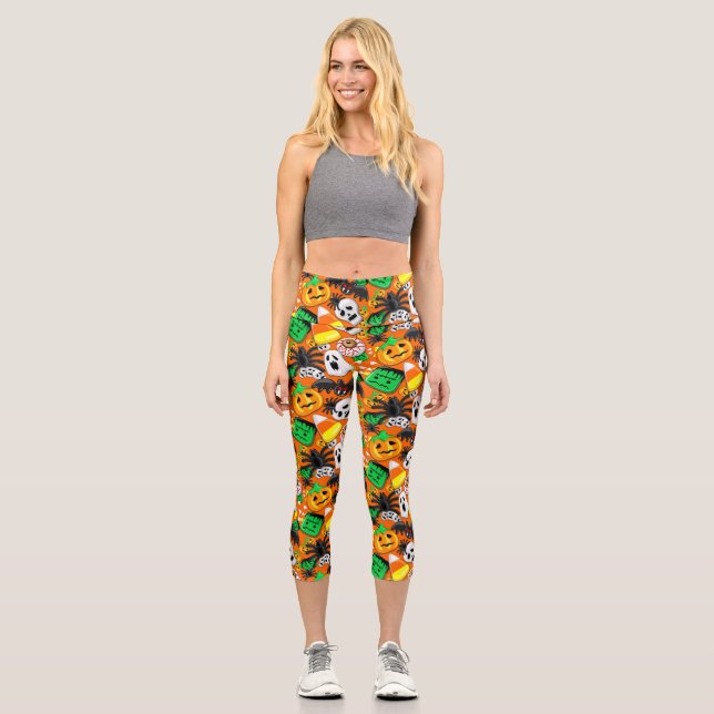 Halloween Spooky Candies Party    Capri Leggings (Front)