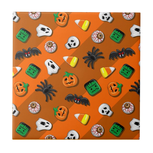 Halloween Spooky Candies Party     Ceramic Tile (Front)