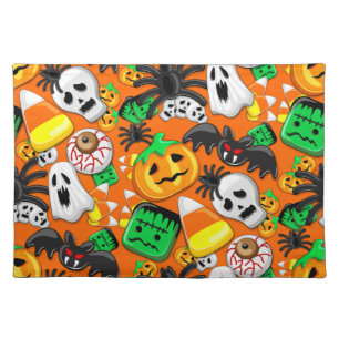 Halloween Spooky Candies Party Cloth Placemat