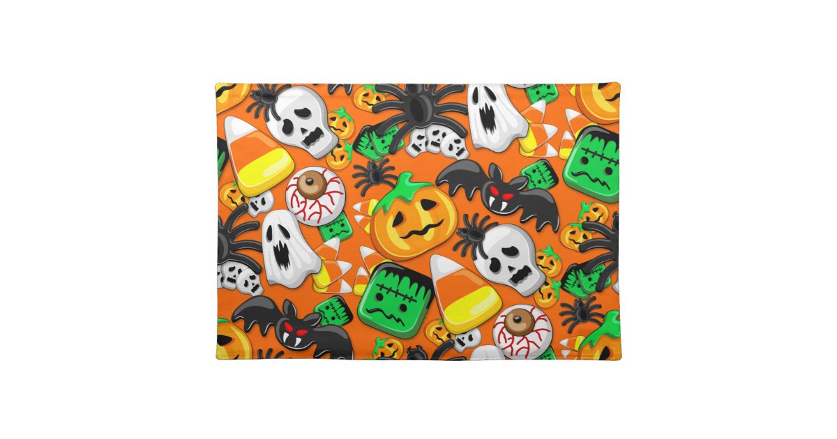 Halloween Spooky Candies Party Cloth Placemat | Zazzle