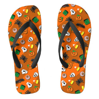 Halloween Spooky Candies Party Flip Flops