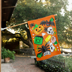 Halloween Spooky Candies Party House Flag