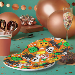 Halloween Spooky Candies Party Paper Plates