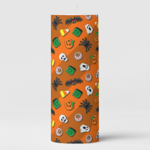 Halloween Spooky Candies Party Pillar Candle