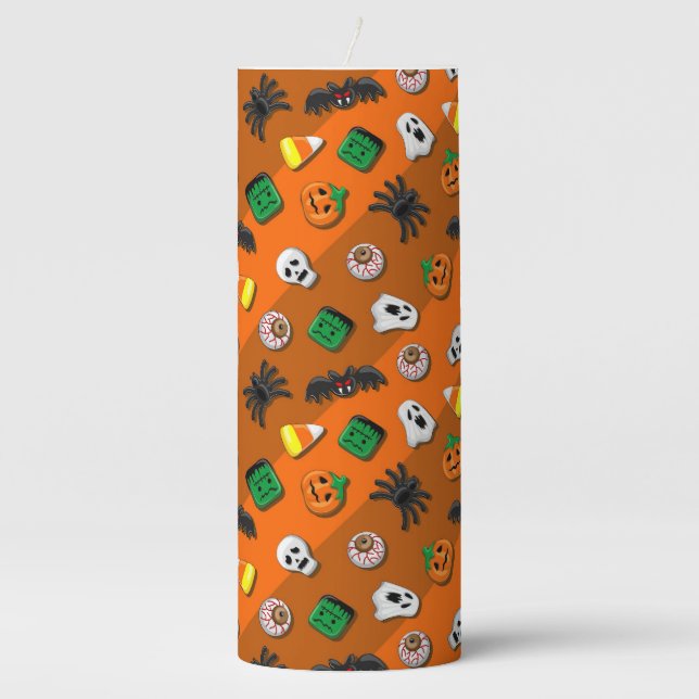 Halloween Spooky Candies Party     Pillar Candle (Front)