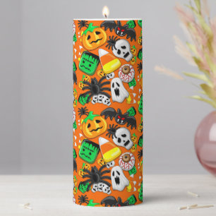 Halloween Spooky Candies Party Pillar Candle