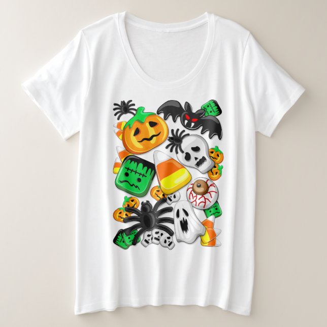 Halloween Spooky Candies Party    Plus Size T-Shirt (Design Front)