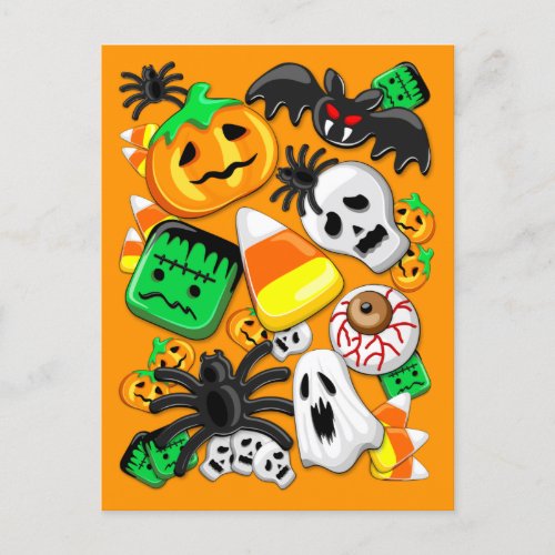 Halloween Spooky Candies Party  Postcard