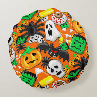 Halloween Spooky Candies Party Round Pillow