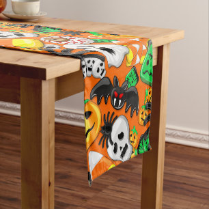 Halloween Spooky Candies Party Short Table Runner