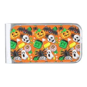 Halloween Spooky Candies Party Silver Finish Money Clip