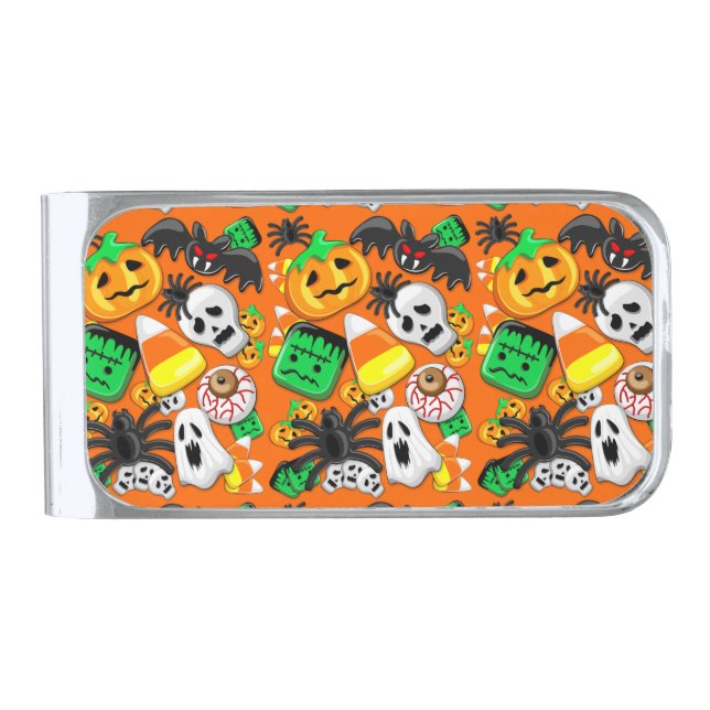 Halloween Spooky Candies Party     Silver Finish Money Clip (Front)
