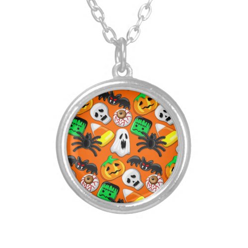 Halloween Spooky Candies Party     Silver Plated Necklace