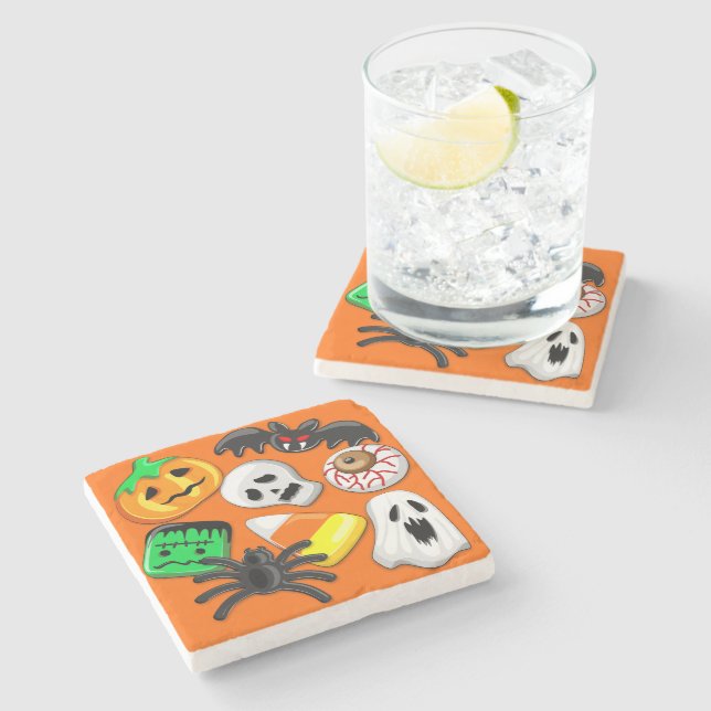 Halloween Spooky Candies Party    Stone Coaster (Side)