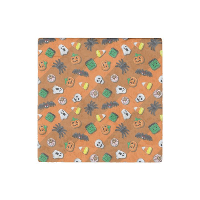 Halloween Spooky Candies Party Stone Magnet (Front)