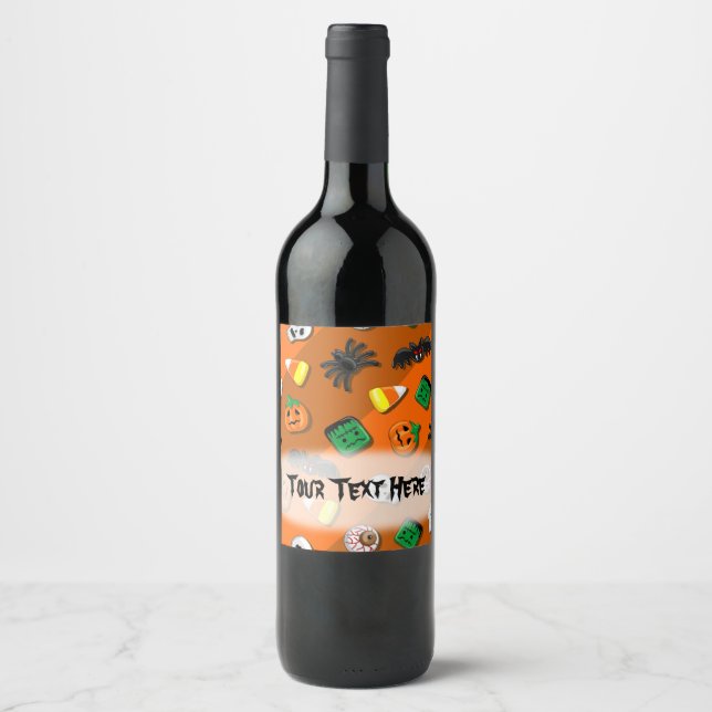 Halloween Spooky Candies Party   Wine Label (Front)