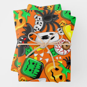 Halloween Spooky Candies Party Wrapping Paper Sheets