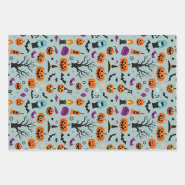 Halloween Spooky Candy Ghost Pattern Wrapping Paper Sheets