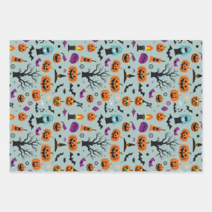 Halloween Spooky Candy Ghost Pattern Wrapping Paper Sheets