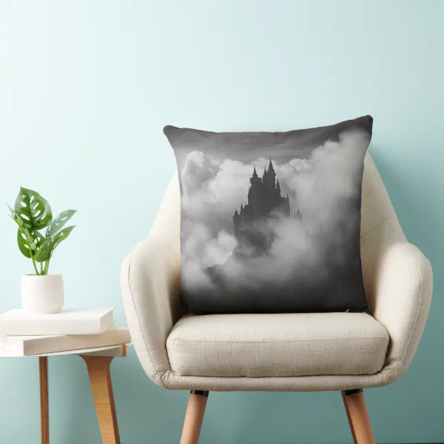 Halloween Spooky Castle Gothic Black Throw Pillow Zazzle
