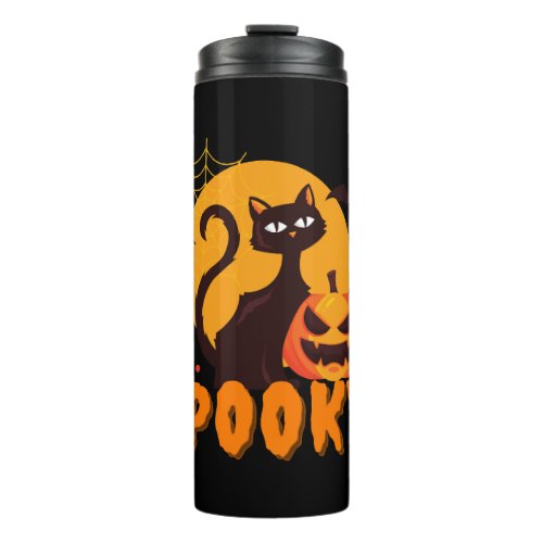 Halloween Spooky Cat _ Halloween Pumpkin Thermal Tumbler