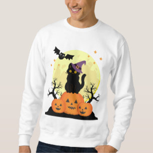 Halloween Spooky Cat Witch Jack-o-lanterns Men's  Sweatshirt