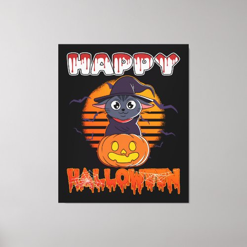 Halloween Spooky Cat Witch Pumpkin Canvas Print