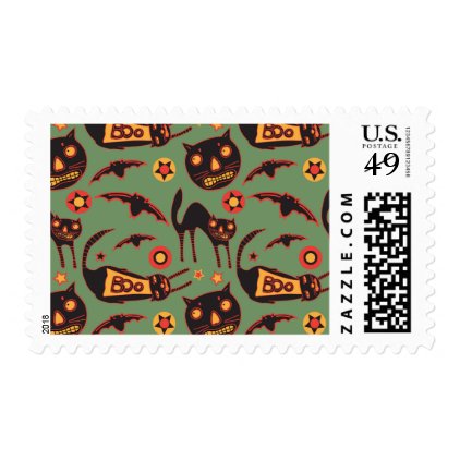 Halloween Spooky Cats Postage Stamps