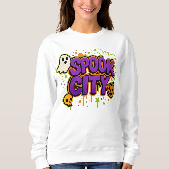 Halloween Spooky City Graffiti Clothes Unisex  Sweatshirt (Front)