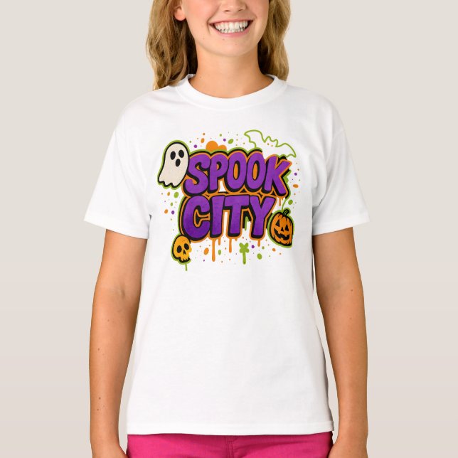 Halloween Spooky City Graffiti Clothes Unisex  T-Shirt (Front)