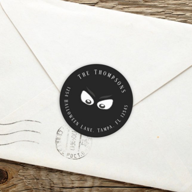 Halloween Spooky Creepy Ghost Return Address Classic Round Sticker (Creator Uploaded)