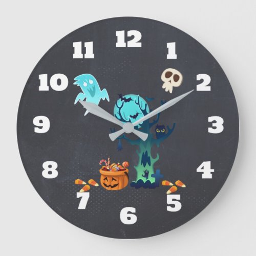 Halloween Spooky Creepy Ghosts Bats Skulls  Candy Large Clock