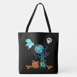 Halloween Spooky Creepy Ghosts Bats Skulls & Candy Tote Bag