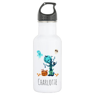 Halloween Spooky Creepy Ghosts Bats Skulls & Candy Water Bottle