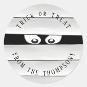 Halloween Spooky Creepy Mummy Trick or Treat Classic Round Sticker (Front)
