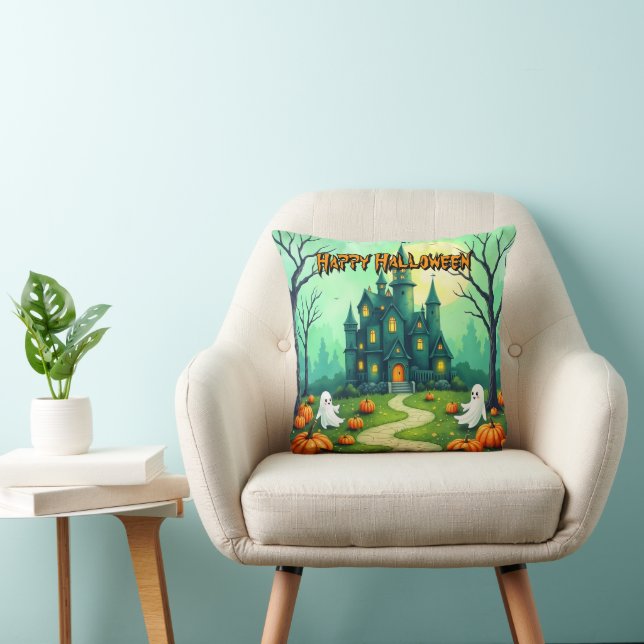 Halloween Spooky Cute Modern Collection Throw Pillow (Chair)