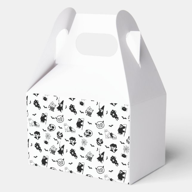 Halloween Spooky Cute Pattern Holiday Horror Black Favor Boxes (Front)