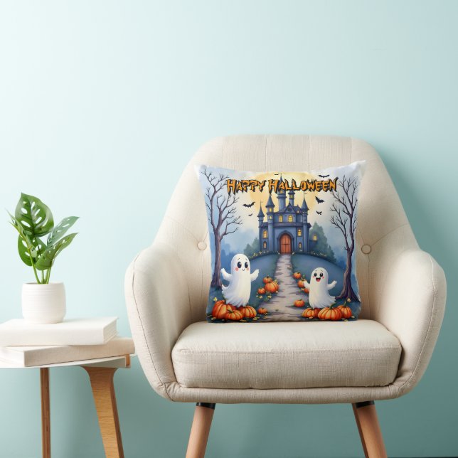 Halloween Spooky Cute Trendy Collection Throw Pillow (Chair)