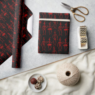 Halloween Spooky Dancing Skeletons Wrapping Paper