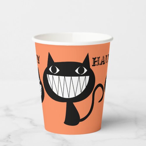 Halloween Spooky Evil Black Smiling Cat Party Paper Cups