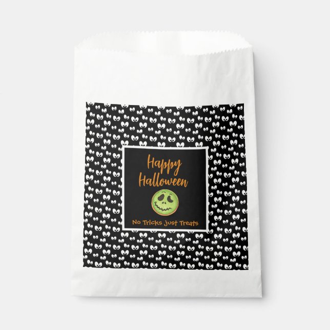 Halloween spooky eyes green cookie no tricks  favor bag (Front)