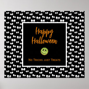 Halloween spooky eyes green cookie no tricks poster