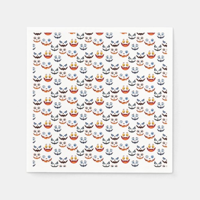 Halloween Spooky Face Pattern Napkins (Front)