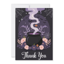 Halloween Spooky Floral Cauldron Thank You Card