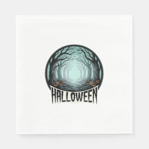 Halloween Spooky Forest Vintage Engraving Design_1 Napkins