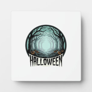 Halloween Spooky Forest Vintage Engraving Design_1 Plaque